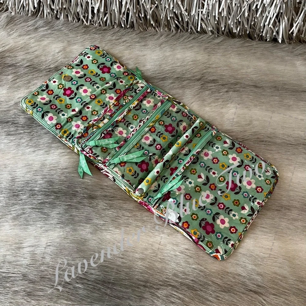 VERA BRADLEY Tutti Frutti 2013 Jewelry Case Folio Book Green Pink Y2K Floral